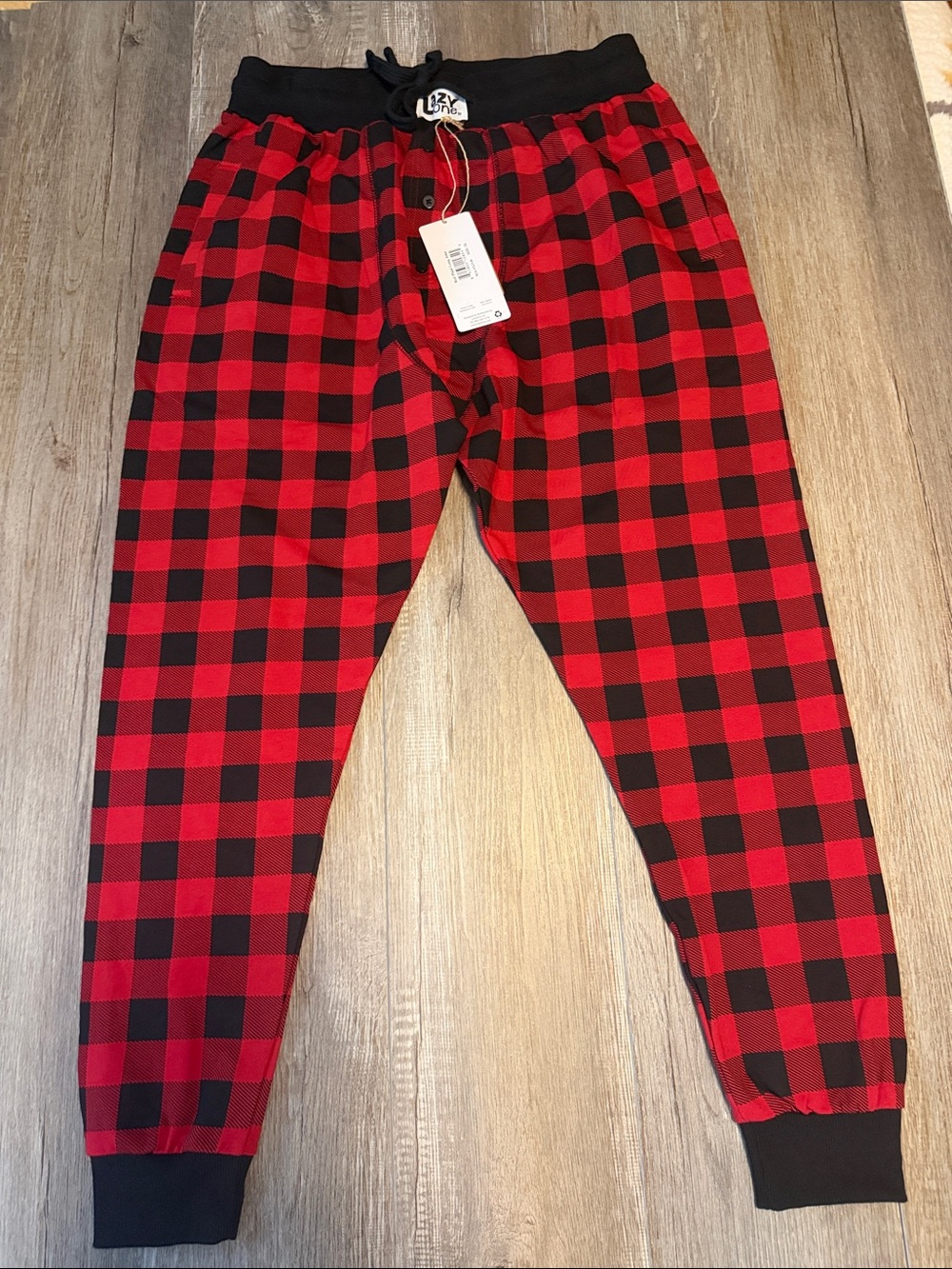 Lazy One Red and Black Buffalo Plaid Jogger Pants